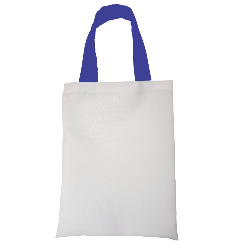 Bolsas con asas de tela tergal 100% poliéster para sublimar de 35 X 30 cm