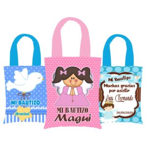 15 Bolsas Personalizadas para Bautizo – Dulceros y Recuerdos 16 cm X 21 cm