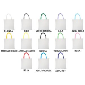 Bolsas con asas de tela tergal 100% poliéster para sublimar de 40 X 40 cm